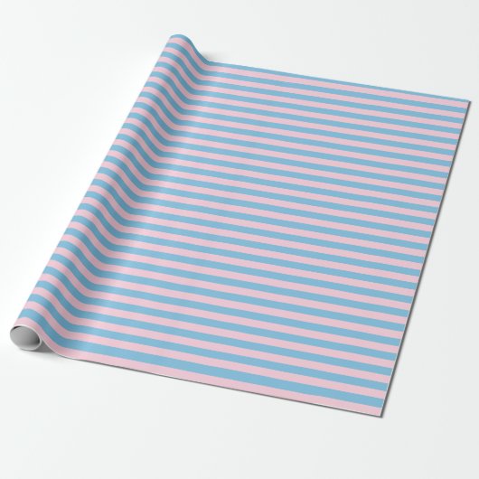 Mittlere hellblaue und hellrosa Streifen Geschenkpapier (Ungerollt)