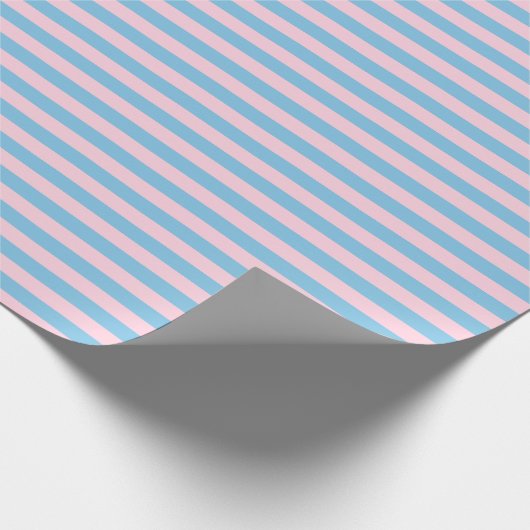 Mittlere hellblaue und hellrosa Streifen Geschenkpapier (Ecke)