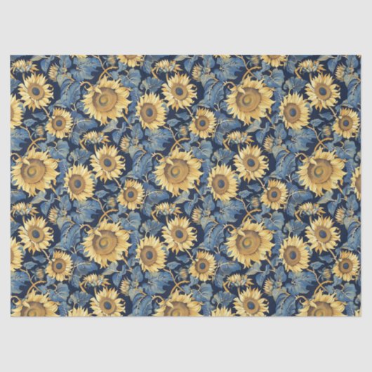 Mittlere Jugendstil-Sonnenblumen - 10lb, 17"x23" Seidenpapier (Vorderseite)