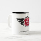 Mittlere Keramik-Tasse mit rotem MCR Logo Zweifarbige Tasse (Vorderseite Links)