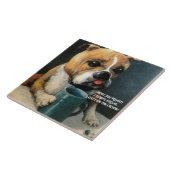 Mittlere Keramik Tile Adorable Hund trinken Joe! Fliese (Seite)