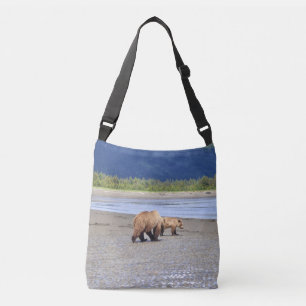 Mittlere Kreuz-Bag mit Grizzlybär und Keule Tragetaschen Mit Langen Trägern