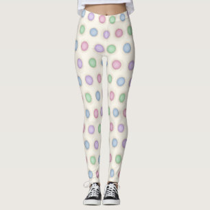 Mittlere mehrfarbige Pastelltöne gestörte Polka-Pu Leggings