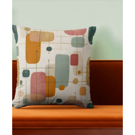 Mittlere Mitte Aquamarin, Gold und Rosa abstrakt Kissen