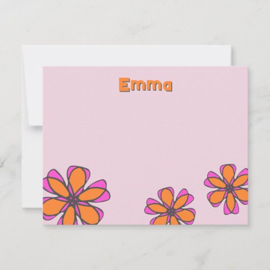 Mittlere, moderne florale Note Card Mitteilungskarte (Vorderseite)
