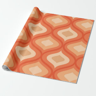 Mittlere Moderne-Ogee orange und beige Geschenkpapier