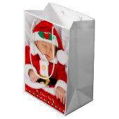 Mittlere Personalisierte Weihnachtsgeschenktaschen Geschenktüte (Rückseite Schrägansicht)