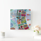 Mittlere Platten III Quadratische Wanduhr (Zuhause)