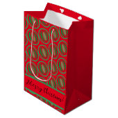 Mittlere rot/grüne Geschenktasche Geschenktüte (Vorderseite Schrägansicht)