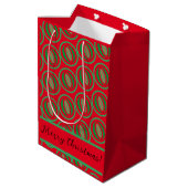 Mittlere rot/grüne Geschenktasche Geschenktüte (Rückseite Schrägansicht)