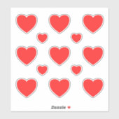 Mittlere rote Herz Muster 3 Aufkleber (Blatt)