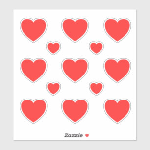 Mittlere rote Herz Muster 3 Aufkleber