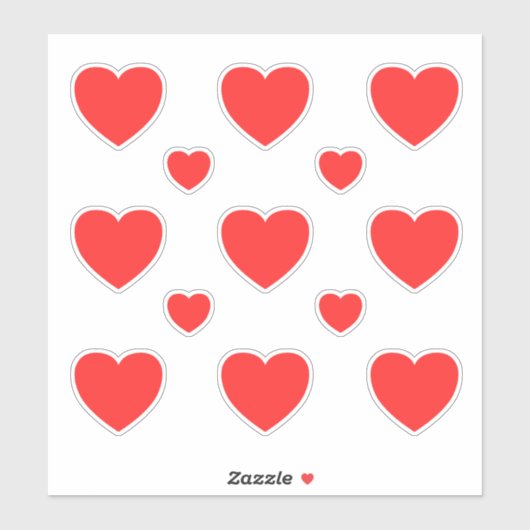 Mittlere rote Herz Muster 3 Aufkleber (Blatt)