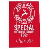 Mittlere Rote und weiße Nordpol Express-Postname Geschenktüte (Vorderseite)