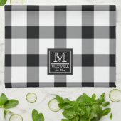 Mittlere rustikale Buffalo-Karo Monogramm Name Jah Geschirrtuch (Gefaltet)