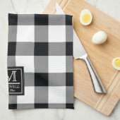 Mittlere rustikale Buffalo-Karo Monogramm Name Jah Geschirrtuch (Viertel Falte)