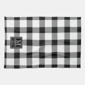 Mittlere rustikale Buffalo-Karo Monogramm Name Jah Geschirrtuch (Horizontal)