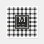 Mittlere rustikale Buffalo-Karo Monogramm Name Jah Serviette (Vorderseite)