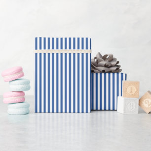 Mittlere Saphir Blau-Weiße Streifen Geschenkpapier