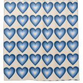 Mittlere Schattierungen blauer Herzen Duschvorhang (Vorderseite)