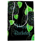 Mittlere schwarze Flower-Geschenktasche Geschenktüte (Vorderseite)