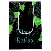 Mittlere schwarze Flower-Geschenktasche Geschenktüte (Rückseite)