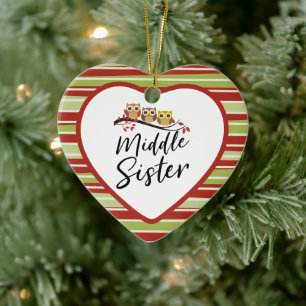 Mittlere Schwester Drei Eulen Passende Schwester Keramik Ornament