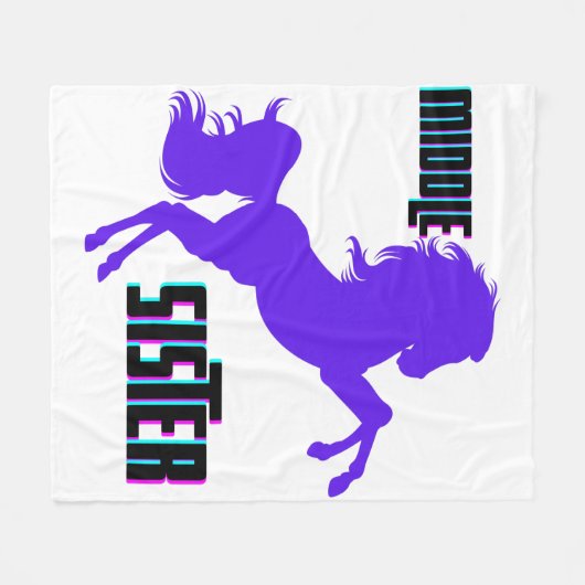 Mittlere Schwester Lila Pony Rearing Fleecedecke (Vorderseite (Horizontal))