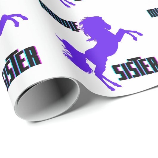 Mittlere Schwester Lila Pony Rearing Geschenkpapier (Rolleneckpunkt)