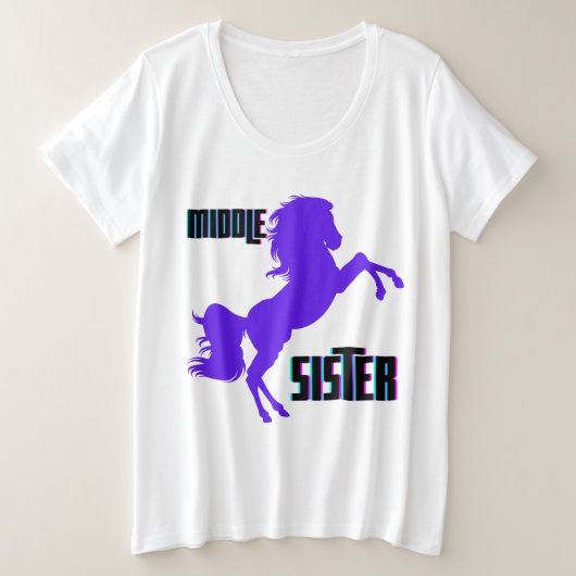 Mittlere Schwester Lila Pony Rearing Große Größe T-Shirt (Design vorne)