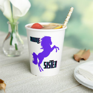 Mittlere Schwester Lila Pony Rearing Pappbecher
