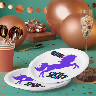 Mittlere Schwester Lila Pony Rearing Pappteller