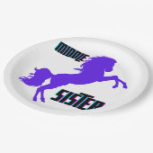 Mittlere Schwester Lila Pony Rearing Pappteller (Schrägansicht)