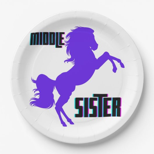 Mittlere Schwester Lila Pony Rearing Pappteller (Vorderseite)
