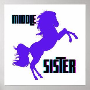 Mittlere Schwester Lila Pony Rearing Poster