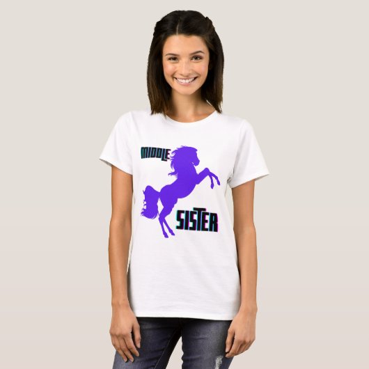 Mittlere Schwester Lila Pony Rearing T-Shirt (Vorne ganz)