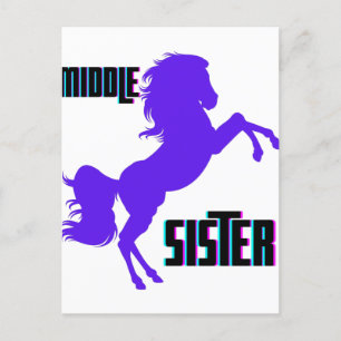 Mittlere Schwester lila Pony Zucht Postkarte