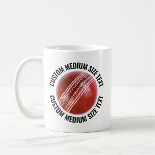 Mittlere Textgröße 330ml Personalisierter Cricket- Kaffeetasse