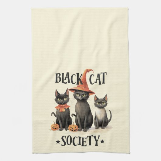 Mittlere Vintage Black Cat Society Geschirrtuch (Vertikal)