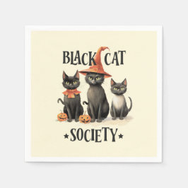 Mittlere Vintage Black Cat Society Serviette
