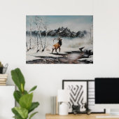 Mittlere Winterelche im Schnee Printmedien Poster (Heimbüro)