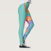 Mittlerer Aquamariner Oktopus Aquarellfarben Leggi Leggings (Rechts)