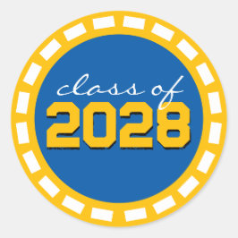 Mittlerer blauer und goldener Filmstreifen Abschlu Runder Aufkleber