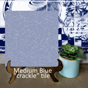 Mittlerer Blue Crackle Glaze Decorator Dedham Delf Fliese