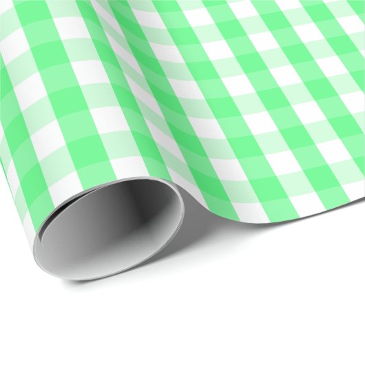 Mittlerer hellgrüner und weißer Gingham Geschenkpapier (Rolleneckpunkt)