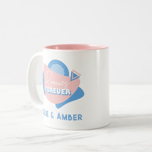 Mittlerer Individuelle Name "Roomies Forever" Retr Zweifarbige Tasse (Vorderseite Links)