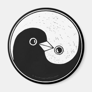 Mittlerer Kühlschrankmagnet mit b/w YinYang Friede