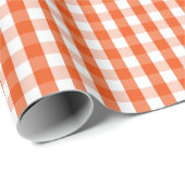Mittlerer Leuchtorange-und Weiß-Gingham Geschenkpapier (Rolleneckpunkt)
