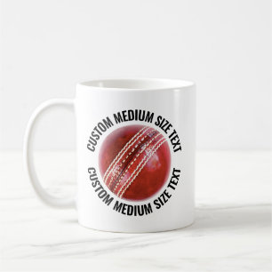 Mittlerer Personalisierter Text Cricketball 11oz.  Kaffeetasse