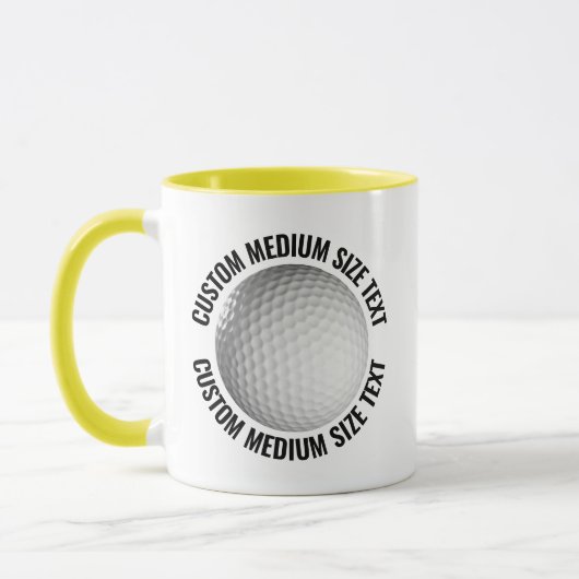 Mittlerer Text GELB Combo 11oz Individueller Golf Tasse (Links)